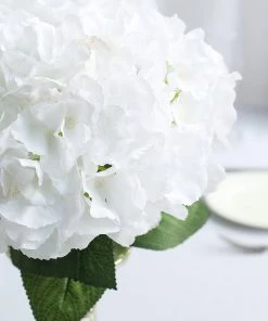 Silkflowersfactory Hydrangea Bushes Hydrangea Bush Artificial Silk Flowers - White