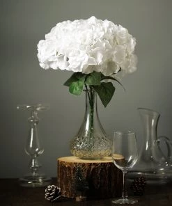 Silkflowersfactory Hydrangea Bushes Hydrangea Bush Artificial Silk Flowers - White