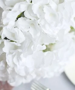 Silkflowersfactory Hydrangea Bushes Hydrangea Bush Artificial Silk Flowers - White