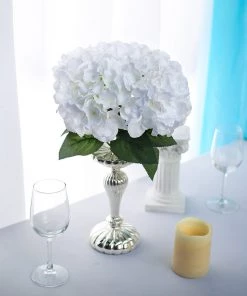 Silkflowersfactory Hydrangea Bushes Hydrangea Bush Artificial Silk Flowers - White