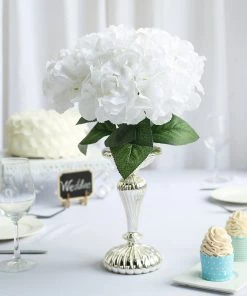 Silkflowersfactory Hydrangea Bushes Hydrangea Bush Artificial Silk Flowers - White