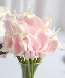 HIER_1400 Craft Supplies 20 Pack | 14" Tall | Artificial Calla Lily Flower | Real Touch Flowers - Blush 17 HIER_1400 Craft Supplies 20 Pack | 14