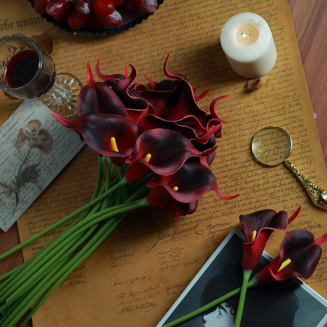 HIER_1400 20 Pack | 14" Tall | Artificial Calla Lily Flowers | Real Touch Flowers - Burgundy Craft Supplies 3 HIER_1400 20 Pack | 14" Tall | Artificial Calla Lily Flowers | Real Touch Flowers - Burgundy Craft Supplies