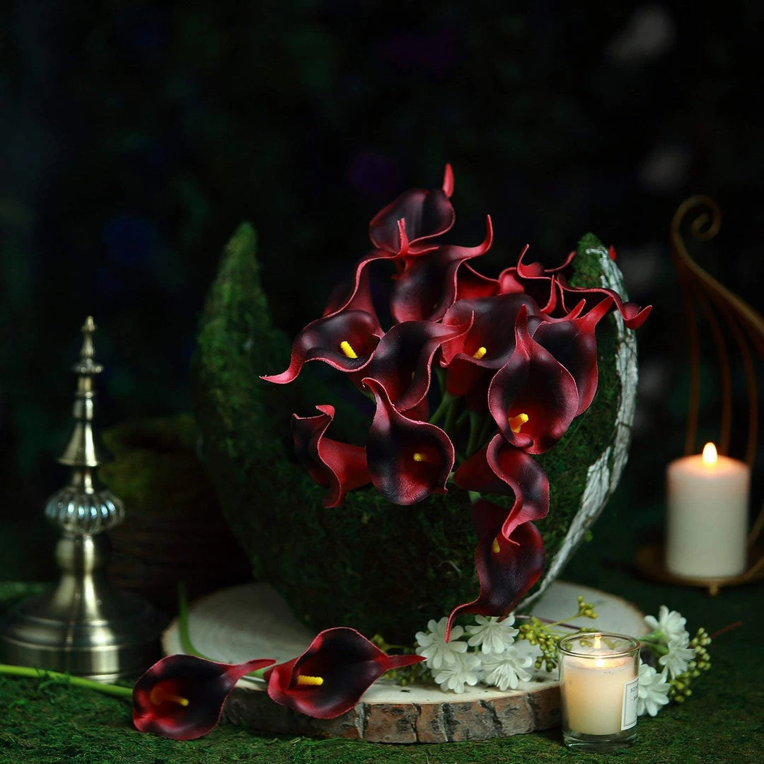 HIER_1400 20 Pack | 14" Tall | Artificial Calla Lily Flowers | Real Touch Flowers - Burgundy Craft Supplies 10 HIER_1400 20 Pack | 14" Tall | Artificial Calla Lily Flowers | Real Touch Flowers - Burgundy Craft Supplies