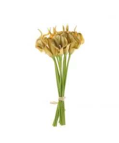 HIER_1400 10 Pack - 14" Metallic Gold Artificial Calla Lily Flower Stems, Calla Lily Wedding Bouquet Stems 14 HIER_1400 10 Pack - 14