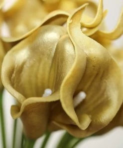 HIER_1400 10 Pack - 14" Metallic Gold Artificial Calla Lily Flower Stems, Calla Lily Wedding Bouquet Stems 18 HIER_1400 10 Pack - 14