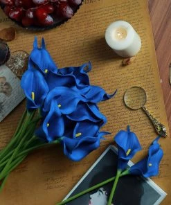 HIER_1400 20 Pack | 14" Tall | Artificial Calla Lily Flowers | Real Touch Flowers - Royal Blue 18 HIER_1400 20 Pack | 14