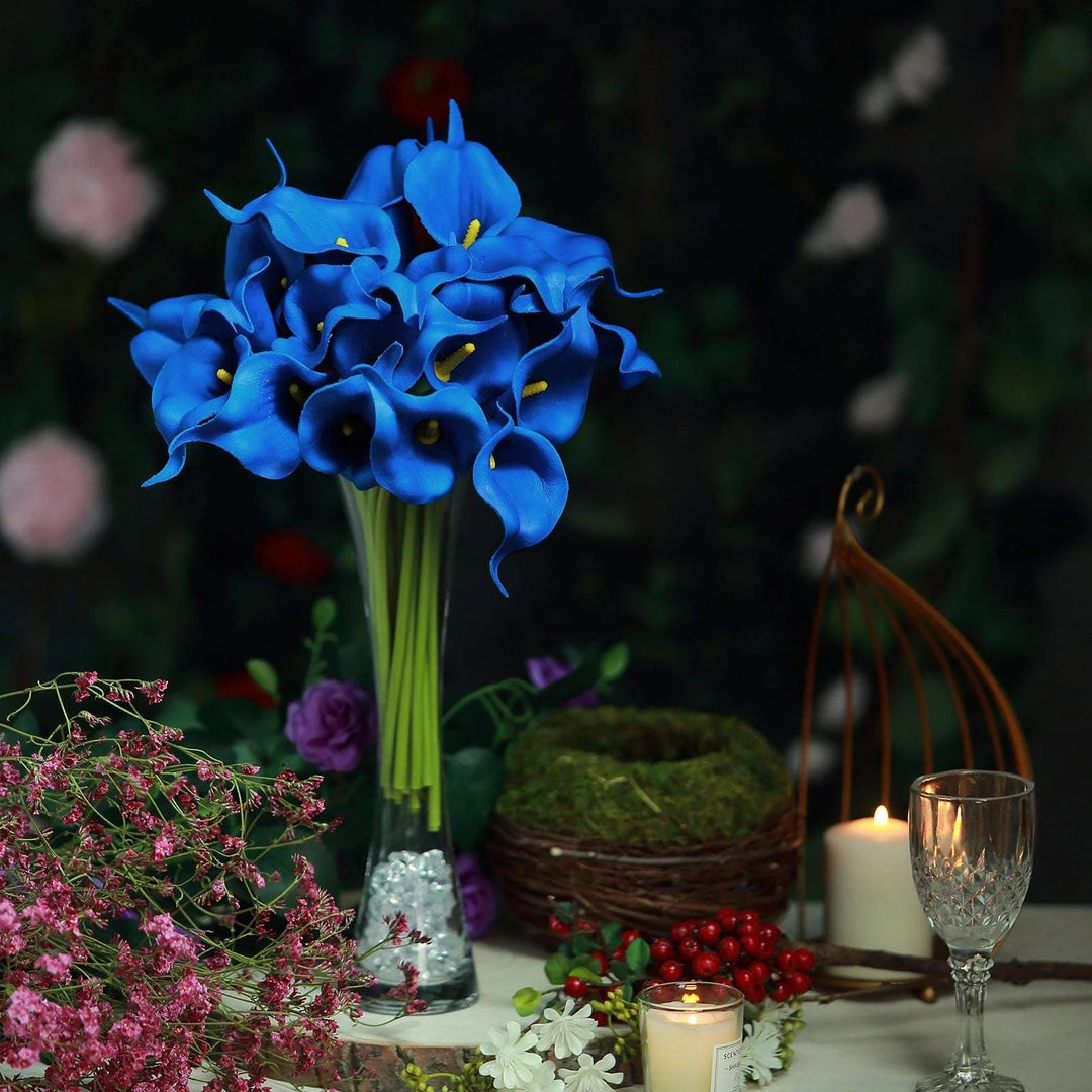 HIER_1400 20 Pack | 14" Tall | Artificial Calla Lily Flowers | Real Touch Flowers - Royal Blue 4 HIER_1400 20 Pack | 14" Tall | Artificial Calla Lily Flowers | Real Touch Flowers - Royal Blue