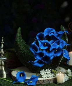 HIER_1400 20 Pack | 14" Tall | Artificial Calla Lily Flowers | Real Touch Flowers - Royal Blue 22 HIER_1400 20 Pack | 14