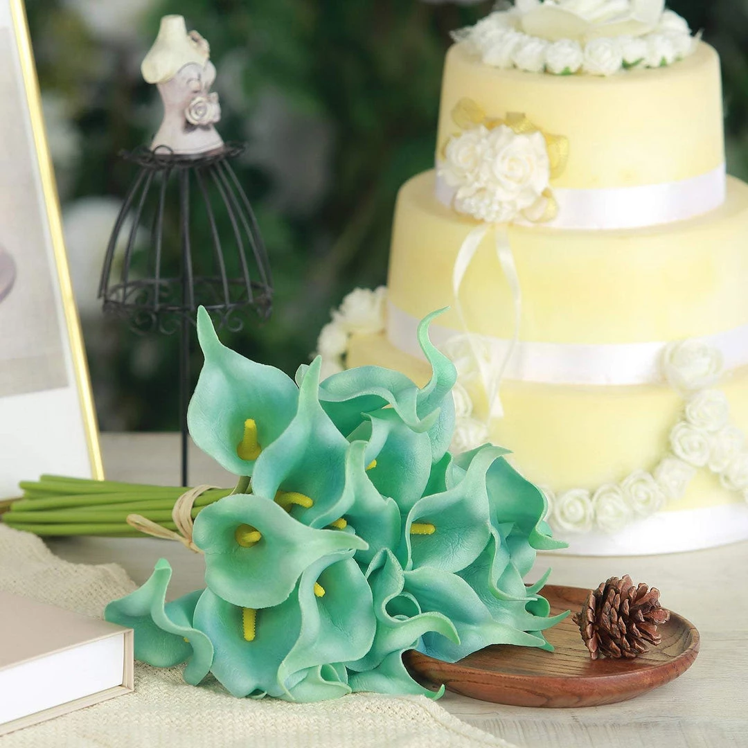 HIER_1400 Craft Supplies 20 Pack | 14" Tall | Artificial Calla Lily Flowers | Real Touch Flowers - Turquoise 9 HIER_1400 Craft Supplies 20 Pack | 14" Tall | Artificial Calla Lily Flowers | Real Touch Flowers - Turquoise