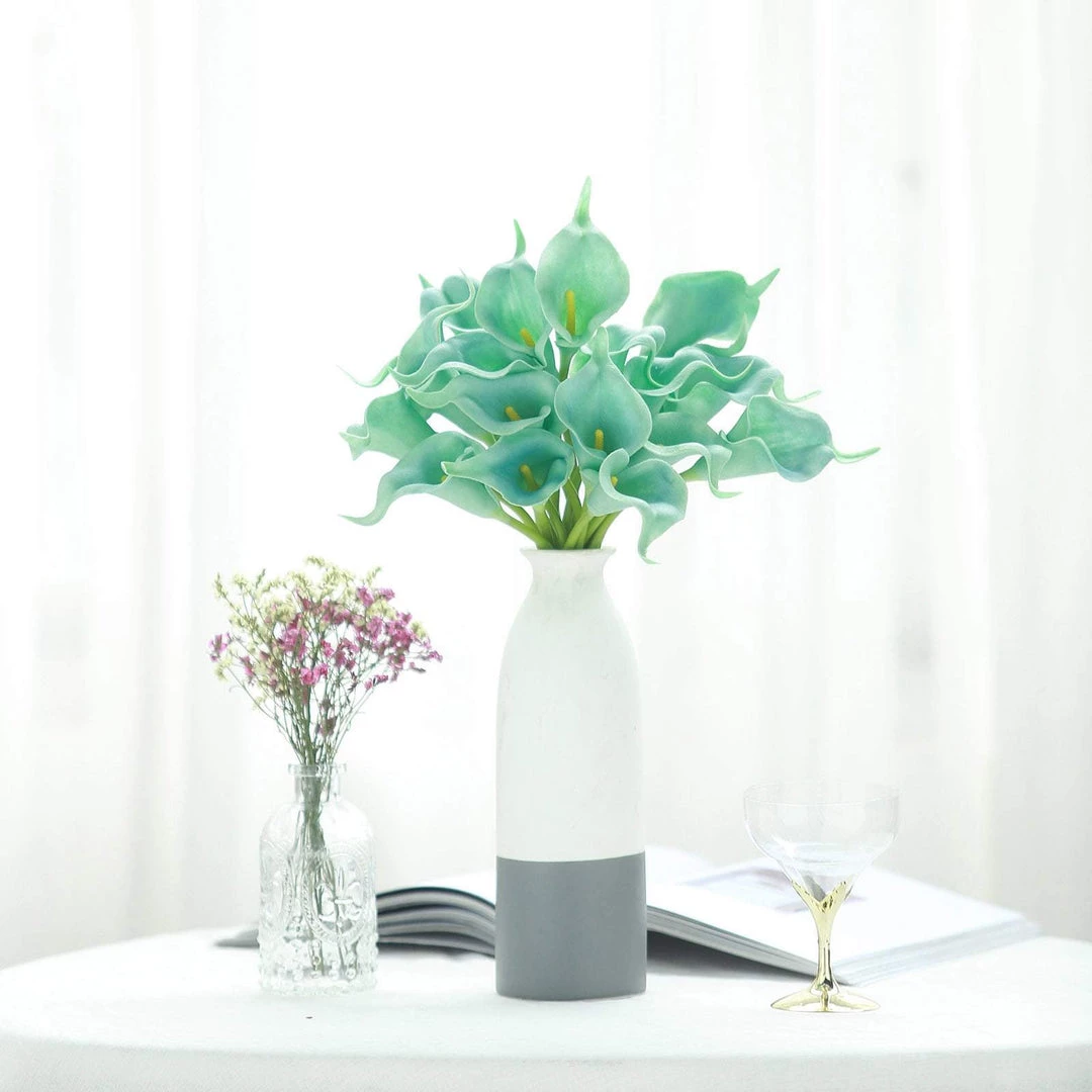 HIER_1400 Craft Supplies 20 Pack | 14" Tall | Artificial Calla Lily Flowers | Real Touch Flowers - Turquoise 10 HIER_1400 Craft Supplies 20 Pack | 14" Tall | Artificial Calla Lily Flowers | Real Touch Flowers - Turquoise