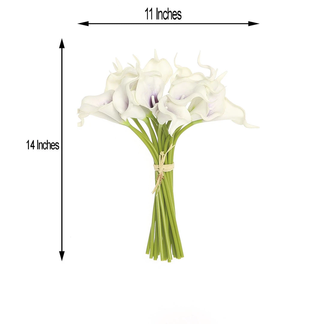 HIER_1400 20 Pack | 14" Tall | Artificial Calla Lily Flowers | Real Touch Flowers - White/Purple Craft Supplies 12 HIER_1400 20 Pack | 14" Tall | Artificial Calla Lily Flowers | Real Touch Flowers - White/Purple Craft Supplies