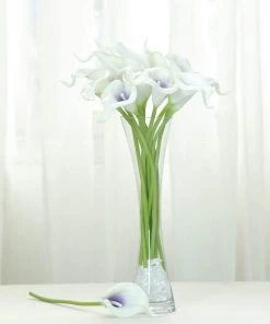 HIER_1400 20 Pack | 14" Tall | Artificial Calla Lily Flowers | Real Touch Flowers - White/Purple Craft Supplies 22 HIER_1400 20 Pack | 14