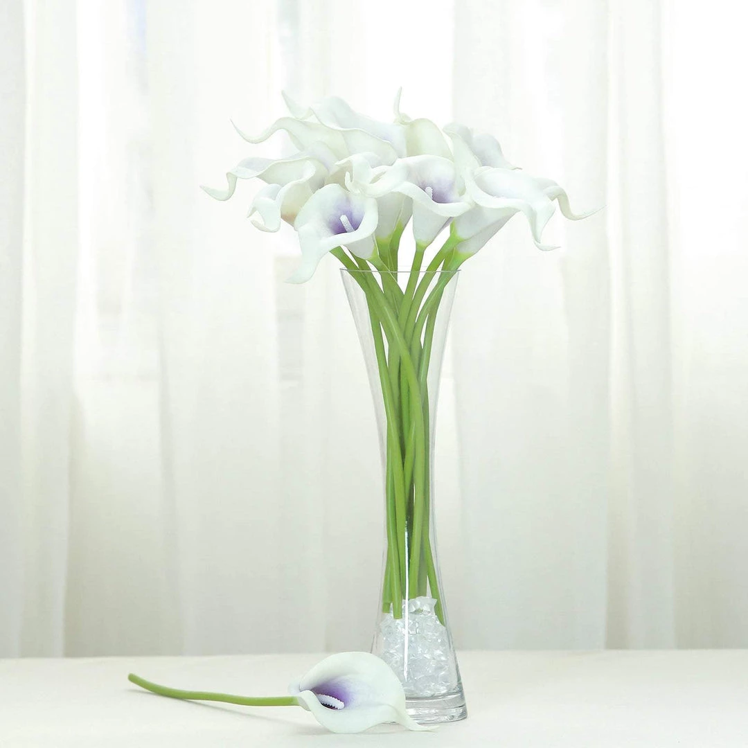 HIER_1400 20 Pack | 14" Tall | Artificial Calla Lily Flowers | Real Touch Flowers - White/Purple Craft Supplies 11 HIER_1400 20 Pack | 14" Tall | Artificial Calla Lily Flowers | Real Touch Flowers - White/Purple Craft Supplies