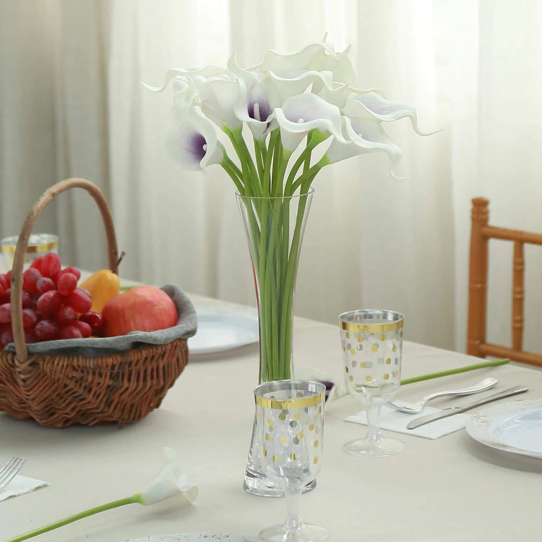 HIER_1400 20 Pack | 14" Tall | Artificial Calla Lily Flowers | Real Touch Flowers - White/Purple Craft Supplies 7 HIER_1400 20 Pack | 14" Tall | Artificial Calla Lily Flowers | Real Touch Flowers - White/Purple Craft Supplies