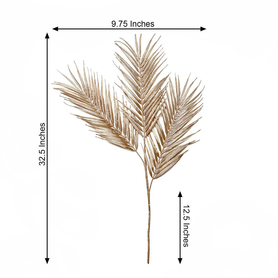 HIER_5120 Pack Of 2 | 32" Metallic Gold Artificial Palm Leaf Spray, Vase Filler Wedding Floral Decoration Artificial Plants 8 HIER_5120 Pack Of 2 | 32" Metallic Gold Artificial Palm Leaf Spray, Vase Filler Wedding Floral Decoration Artificial Plants