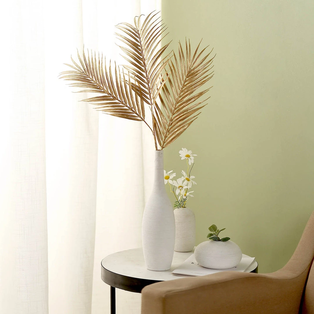 HIER_5120 Pack Of 2 | 32" Metallic Gold Artificial Palm Leaf Spray, Vase Filler Wedding Floral Decoration Artificial Plants 4 HIER_5120 Pack Of 2 | 32" Metallic Gold Artificial Palm Leaf Spray, Vase Filler Wedding Floral Decoration Artificial Plants