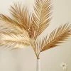 HIER_5120 Pack Of 2 | 32" Metallic Gold Artificial Palm Leaf Spray, Vase Filler Wedding Floral Decoration Artificial Plants