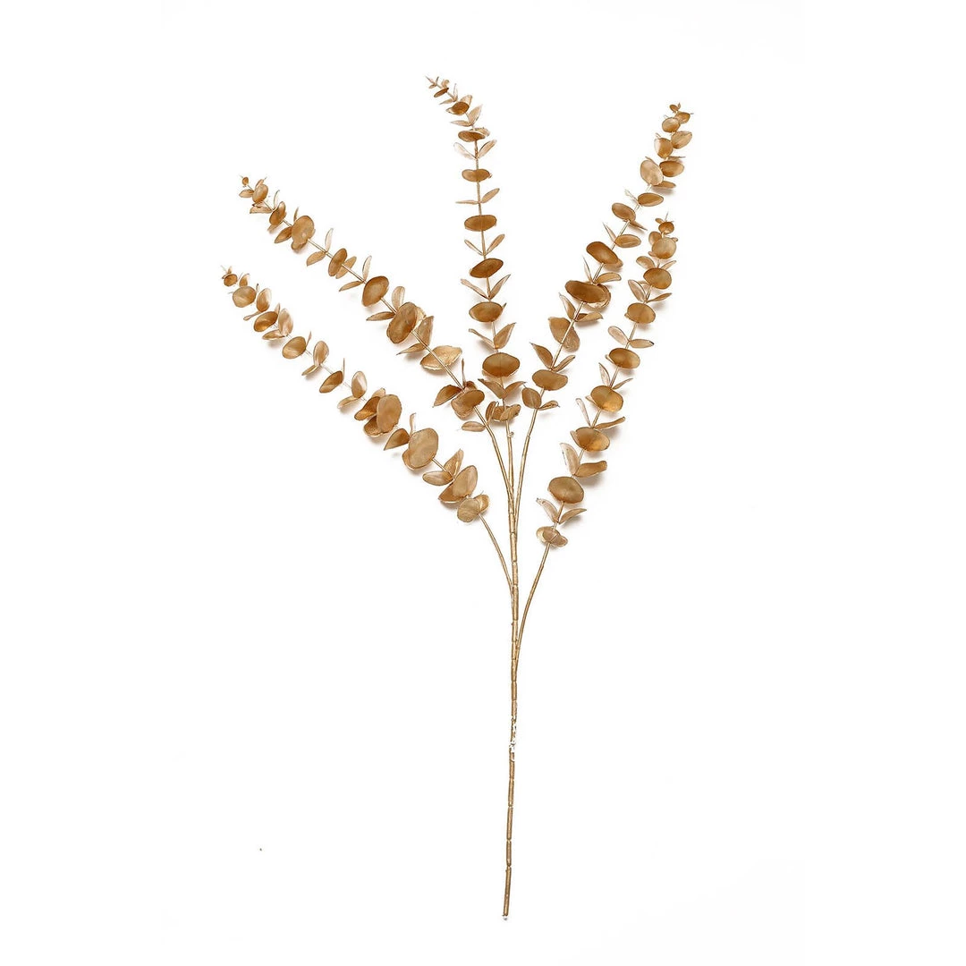 HIER_5120 Artificial Plants Pack Of 2 | 34" Metallic Gold Artificial Eucalyptus Leaf Spray, Vase Filler Wedding Floral Decoration 16 HIER_5120 Artificial Plants Pack Of 2 | 34" Metallic Gold Artificial Eucalyptus Leaf Spray, Vase Filler Wedding Floral Decoration
