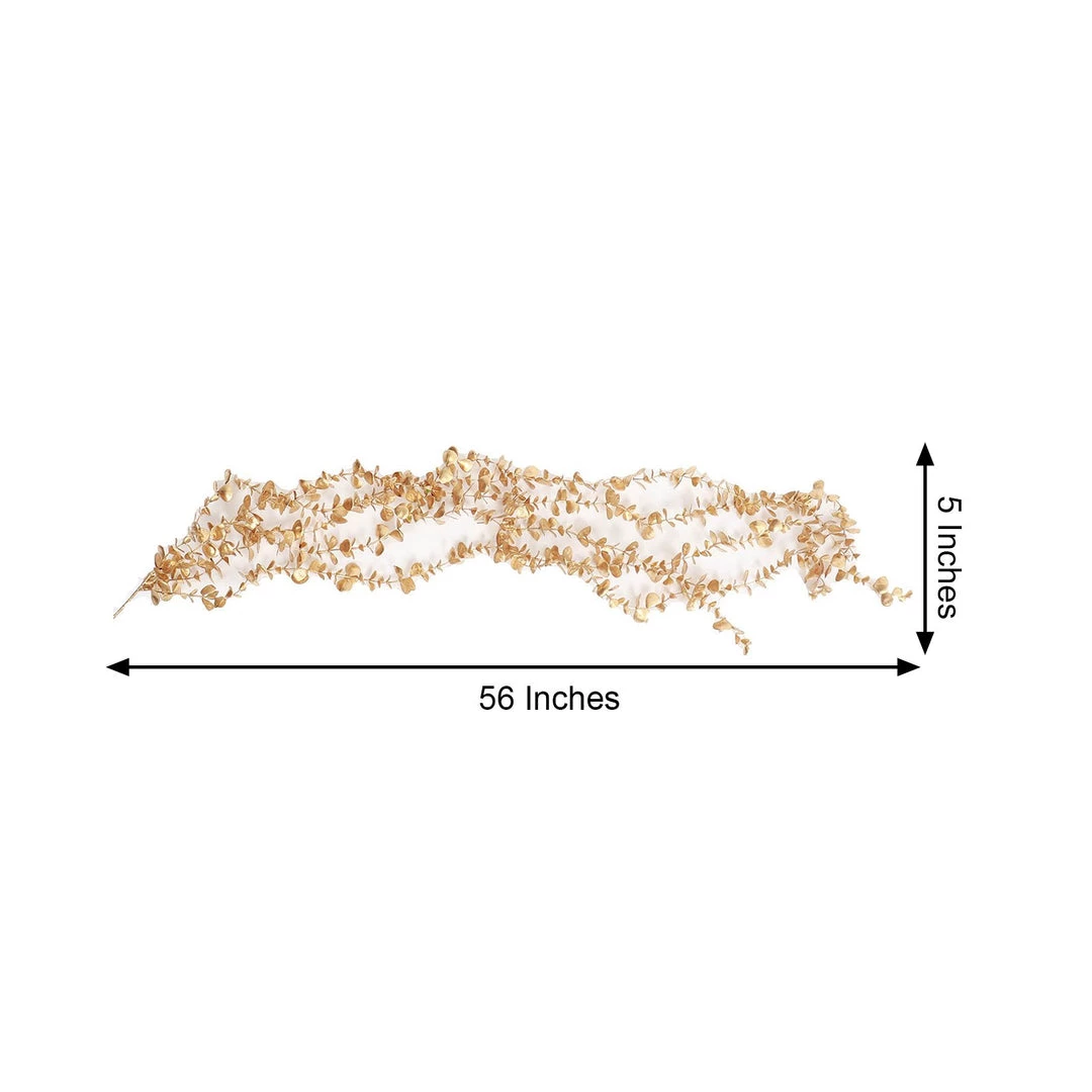 HIER_5120 Artificial Plants 56" Metallic Gold Artificial Eucalyptus Leaf Garland, Artificial Vines Wedding Floral Decoration 8 HIER_5120 Artificial Plants 56" Metallic Gold Artificial Eucalyptus Leaf Garland, Artificial Vines Wedding Floral Decoration
