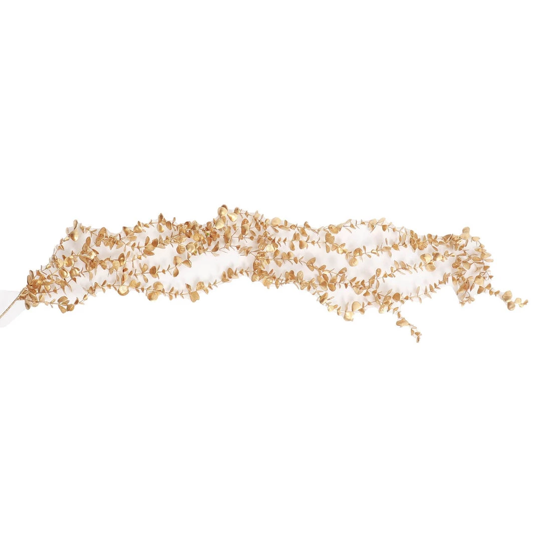HIER_5120 Artificial Plants 56" Metallic Gold Artificial Eucalyptus Leaf Garland, Artificial Vines Wedding Floral Decoration 5 HIER_5120 Artificial Plants 56" Metallic Gold Artificial Eucalyptus Leaf Garland, Artificial Vines Wedding Floral Decoration