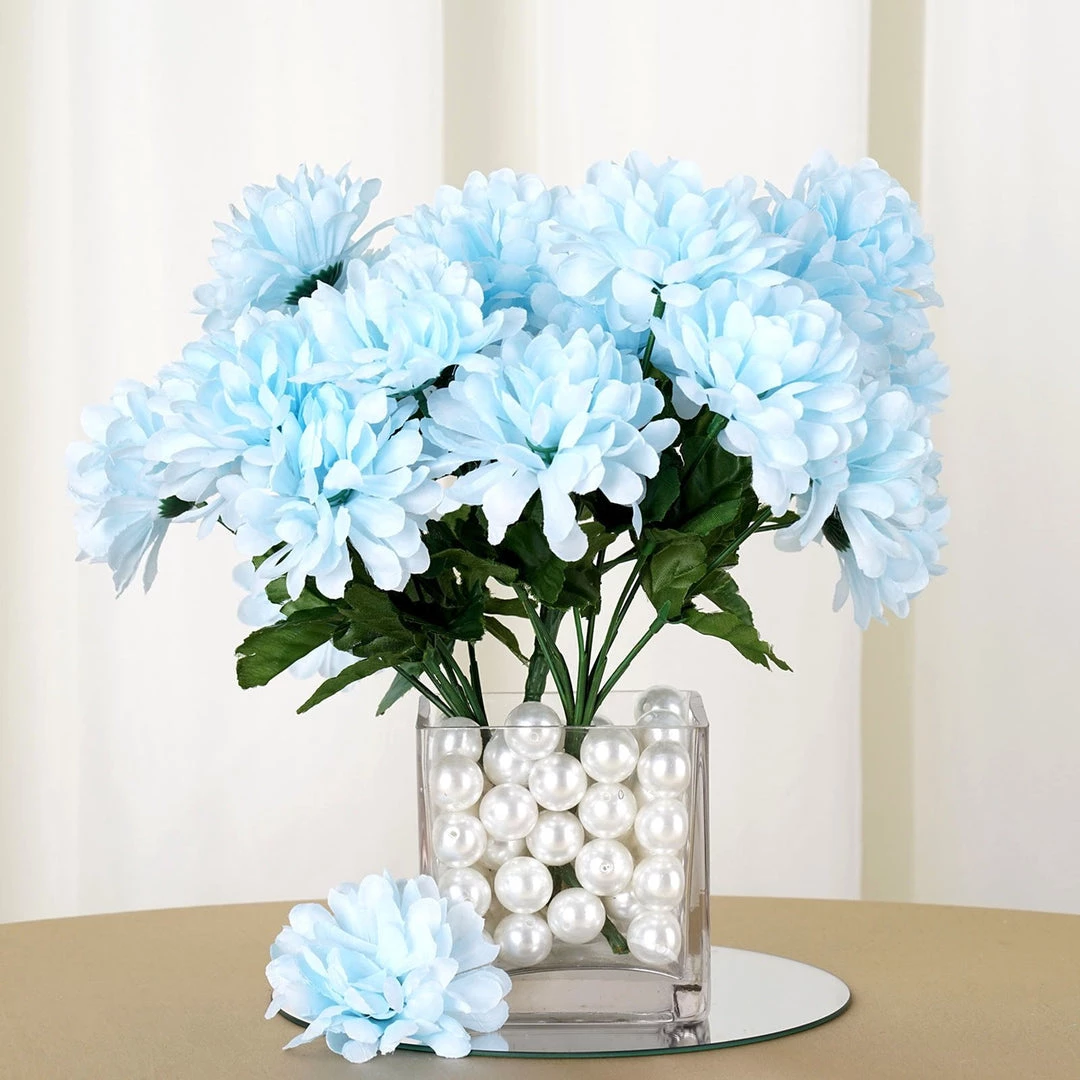 Silkflowersfactory Small Chrysanthemum Bush Artificial Silk Flowers - Blue 3 Silkflowersfactory Small Chrysanthemum Bush Artificial Silk Flowers - Blue