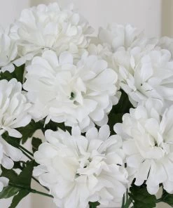 Silkflowersfactory Small Chrysanthemum Bush Artificial Silk Flowers - Cream