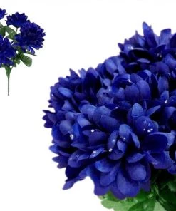 Silkflowersfactory Small Chrysanthemum Bush Artificial Silk Flowers - Navy Blue Chrysanthemums 7 Silkflowersfactory Small Chrysanthemum Bush Artificial Silk Flowers - Navy Blue Chrysanthemums
