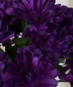 Silkflowersfactory Small Chrysanthemum Bush Artificial Silk Flowers - Purple Chrysanthemums
