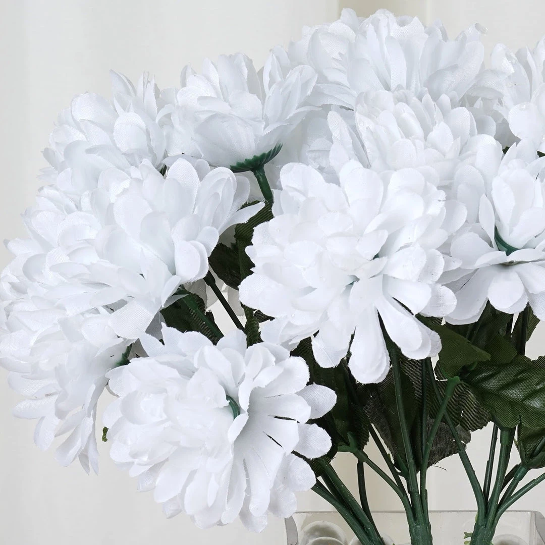 Silkflowersfactory Small Chrysanthemum Bush Artificial Silk Flowers - White Chrysanthemums 4 Silkflowersfactory Small Chrysanthemum Bush Artificial Silk Flowers - White Chrysanthemums