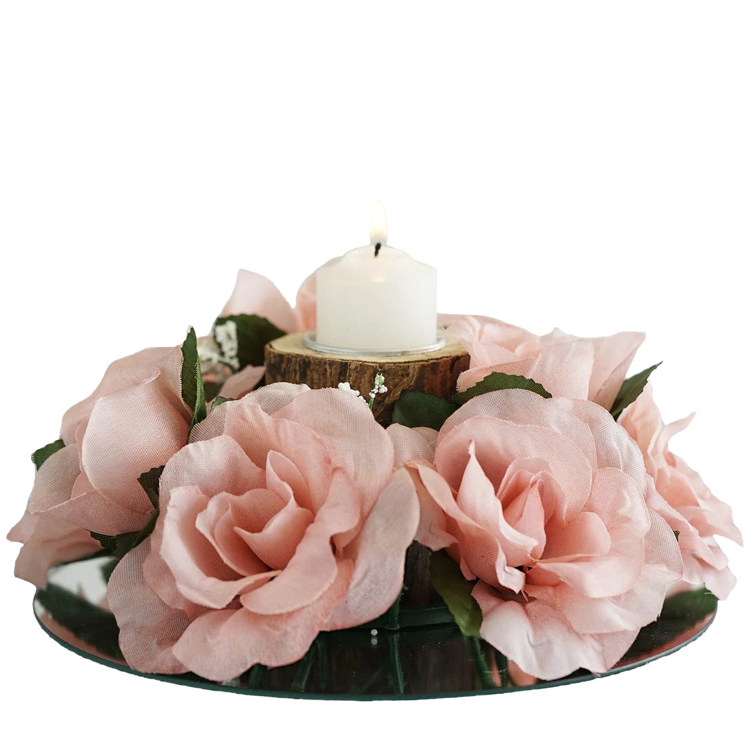 Silkflowersfactory Silk Rose Candle Ring Artificial Flowers - Blush - 4 Pcs Rose Candle Rings 5 Silkflowersfactory Silk Rose Candle Ring Artificial Flowers - Blush - 4 Pcs Rose Candle Rings