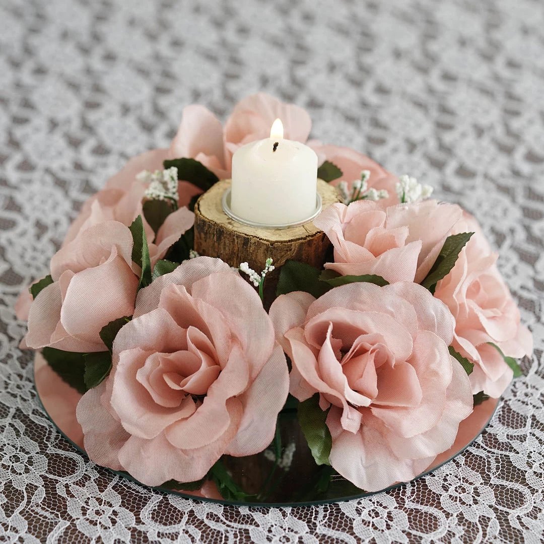 Silkflowersfactory Silk Rose Candle Ring Artificial Flowers - Blush - 4 Pcs Rose Candle Rings 4 Silkflowersfactory Silk Rose Candle Ring Artificial Flowers - Blush - 4 Pcs Rose Candle Rings