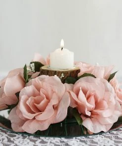 Silkflowersfactory Silk Rose Candle Ring Artificial Flowers - Blush - 4 Pcs Rose Candle Rings