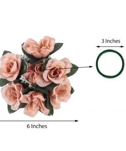 HIER_1600 4 Pack Dusty Rose Artificial Silk Rose Floral Candle Rings Rose Candle Rings 19 HIER_1600 4 Pack Dusty Rose Artificial Silk Rose Floral Candle Rings Rose Candle Rings