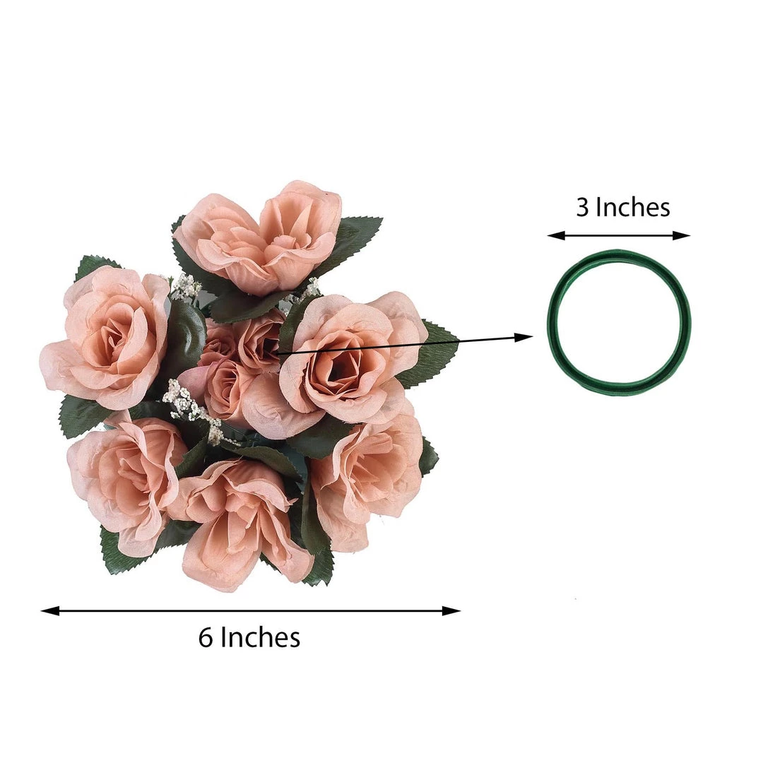 HIER_1600 4 Pack Dusty Rose Artificial Silk Rose Floral Candle Rings Rose Candle Rings 8 HIER_1600 4 Pack Dusty Rose Artificial Silk Rose Floral Candle Rings Rose Candle Rings