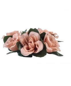 HIER_1600 4 Pack Dusty Rose Artificial Silk Rose Floral Candle Rings Rose Candle Rings 16 HIER_1600 4 Pack Dusty Rose Artificial Silk Rose Floral Candle Rings Rose Candle Rings
