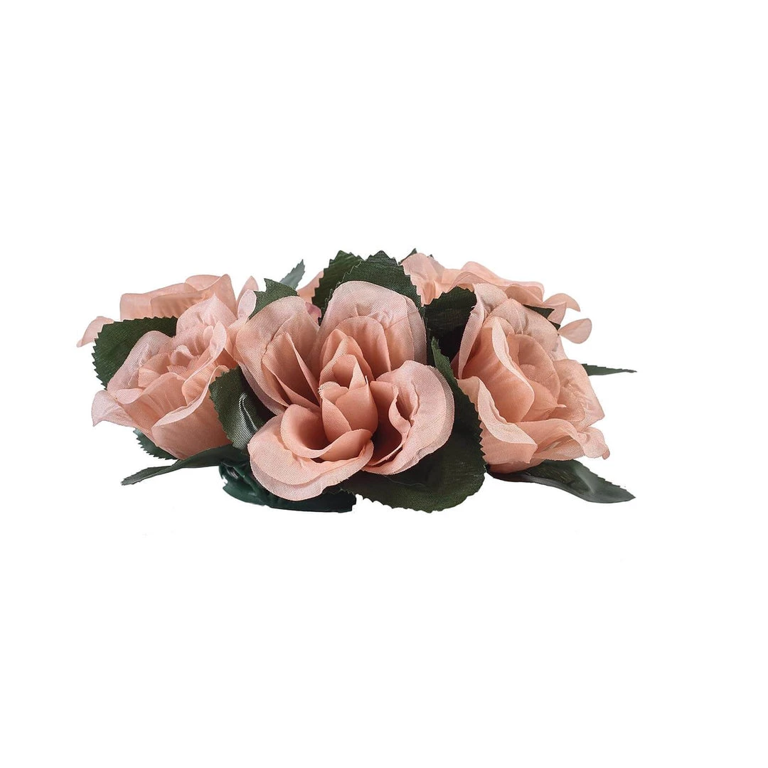 HIER_1600 4 Pack Dusty Rose Artificial Silk Rose Floral Candle Rings Rose Candle Rings 5 HIER_1600 4 Pack Dusty Rose Artificial Silk Rose Floral Candle Rings Rose Candle Rings