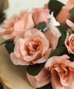 HIER_1600 4 Pack Dusty Rose Artificial Silk Rose Floral Candle Rings Rose Candle Rings 24 HIER_1600 4 Pack Dusty Rose Artificial Silk Rose Floral Candle Rings Rose Candle Rings