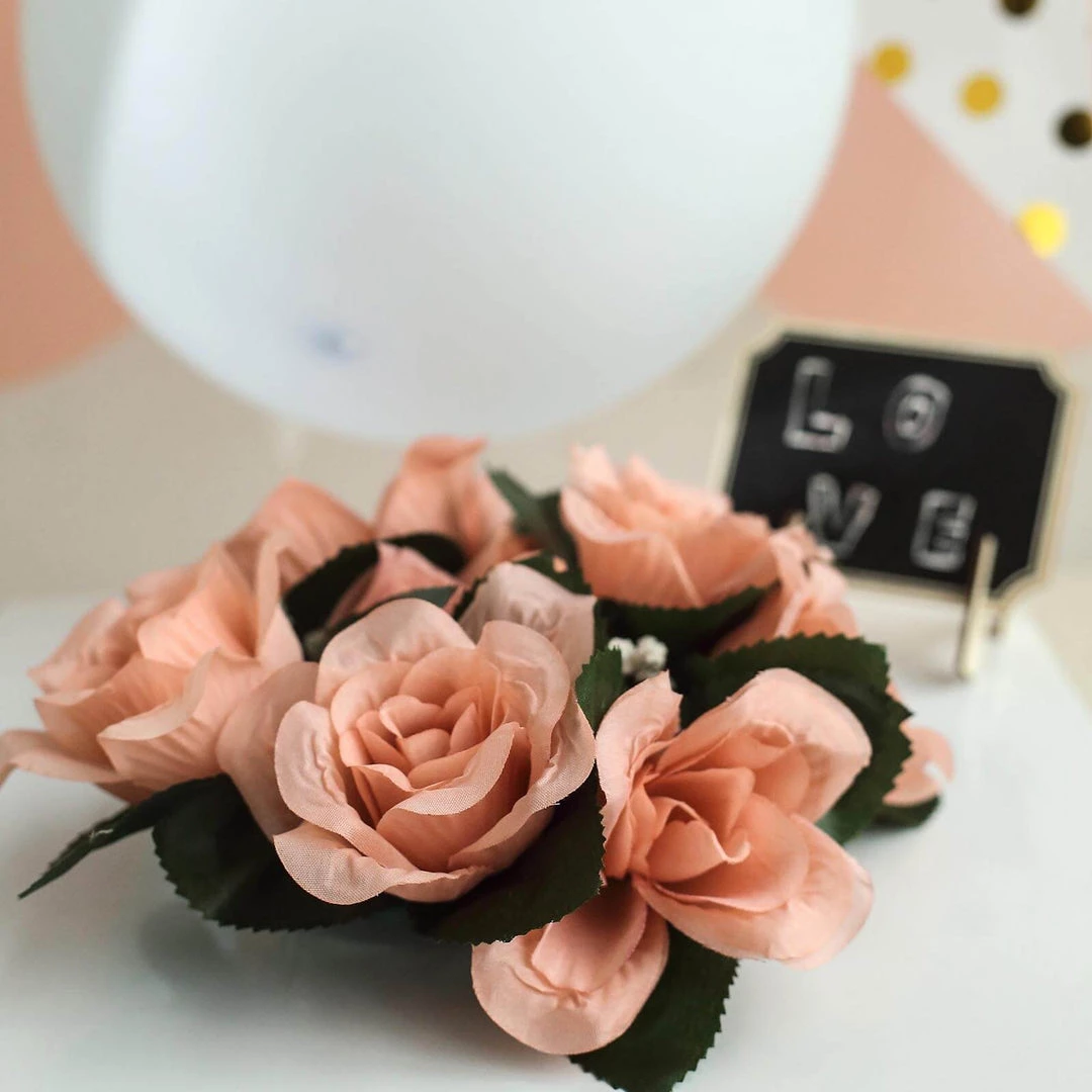 HIER_1600 4 Pack Dusty Rose Artificial Silk Rose Floral Candle Rings Rose Candle Rings 14 HIER_1600 4 Pack Dusty Rose Artificial Silk Rose Floral Candle Rings Rose Candle Rings