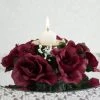 Silkflowersfactory Rose Candle Rings Silk Rose Candle Ring Artificial Flowers - Burgundy - 4 Pcs 1 Silkflowersfactory Rose Candle Rings Silk Rose Candle Ring Artificial Flowers - Burgundy - 4 Pcs