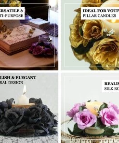 HIER_1600 4 Pack Dusty Rose Artificial Silk Rose Floral Candle Rings Rose Candle Rings 17 HIER_1600 4 Pack Dusty Rose Artificial Silk Rose Floral Candle Rings Rose Candle Rings