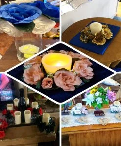 HIER_1600 4 Pack White Artificial Silk Rose Floral Candle Rings 18 HIER_1600 4 Pack White Artificial Silk Rose Floral Candle Rings