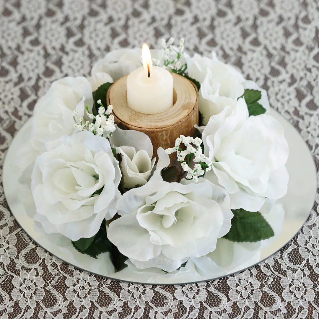 Silkflowersfactory Silk Rose Candle Ring Artificial Flowers - Ivory - 4 Pcs Rose Candle Rings 4 Silkflowersfactory Silk Rose Candle Ring Artificial Flowers - Ivory - 4 Pcs Rose Candle Rings