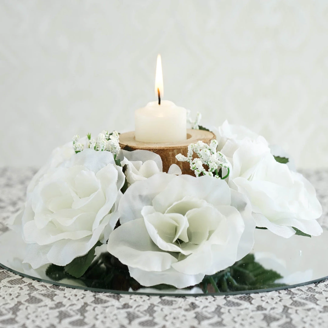 Silkflowersfactory Silk Rose Candle Ring Artificial Flowers - Ivory - 4 Pcs Rose Candle Rings 3 Silkflowersfactory Silk Rose Candle Ring Artificial Flowers - Ivory - 4 Pcs Rose Candle Rings