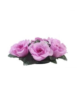 HIER_1600 4 Pack Lavender Artificial Silk Rose Floral Candle Rings Rose Candle Rings 20 HIER_1600 4 Pack Lavender Artificial Silk Rose Floral Candle Rings Rose Candle Rings