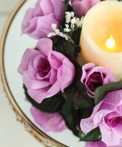 HIER_1600 4 Pack Lavender Artificial Silk Rose Floral Candle Rings Rose Candle Rings 23 HIER_1600 4 Pack Lavender Artificial Silk Rose Floral Candle Rings Rose Candle Rings