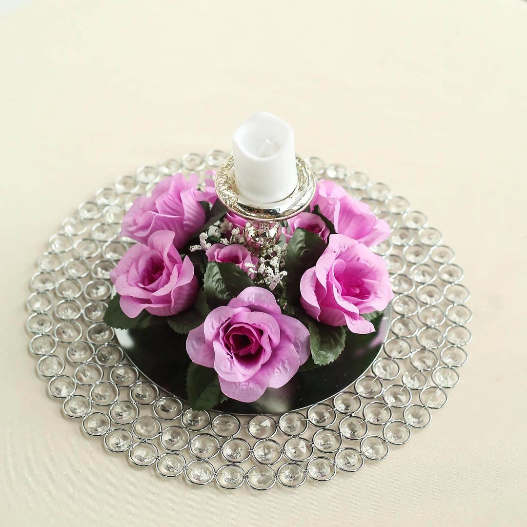 HIER_1600 4 Pack Lavender Artificial Silk Rose Floral Candle Rings Rose Candle Rings 4 HIER_1600 4 Pack Lavender Artificial Silk Rose Floral Candle Rings Rose Candle Rings