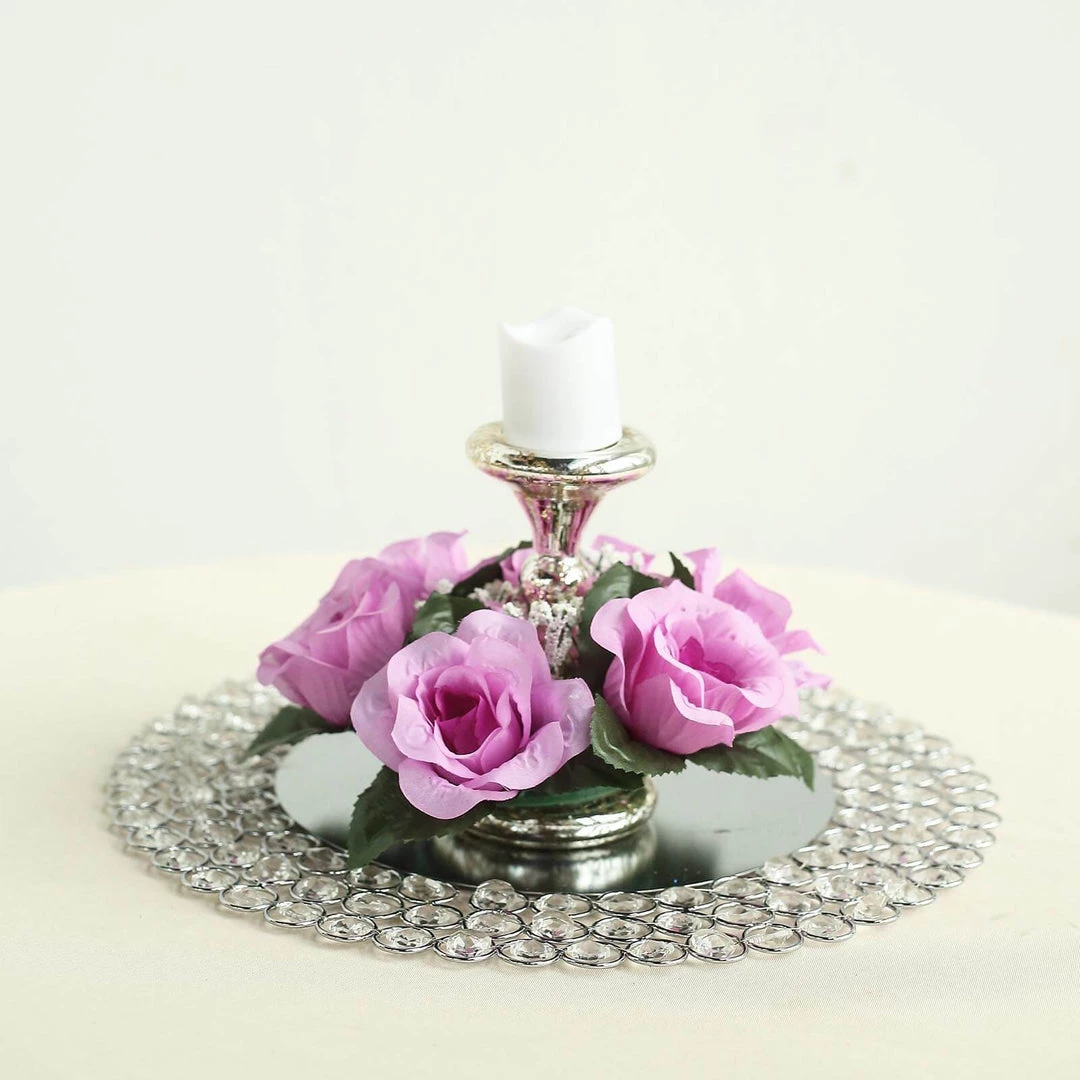 HIER_1600 4 Pack Lavender Artificial Silk Rose Floral Candle Rings Rose Candle Rings 11 HIER_1600 4 Pack Lavender Artificial Silk Rose Floral Candle Rings Rose Candle Rings