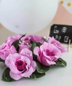 HIER_1600 4 Pack Lavender Artificial Silk Rose Floral Candle Rings Rose Candle Rings 25 HIER_1600 4 Pack Lavender Artificial Silk Rose Floral Candle Rings Rose Candle Rings