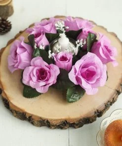 HIER_1600 4 Pack Lavender Artificial Silk Rose Floral Candle Rings Rose Candle Rings 21 HIER_1600 4 Pack Lavender Artificial Silk Rose Floral Candle Rings Rose Candle Rings